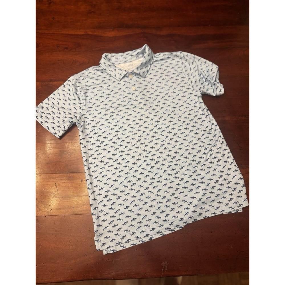 Crewcuts Boys Performance Blue Shark Polo Shirt Large (10-11)